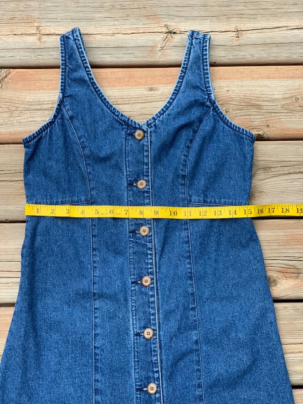 Vtg Denim Maxi Midi Dress 8 Button Front 100% Cotton Cottagecore Modest 90s Boho - Picture 13 of 16